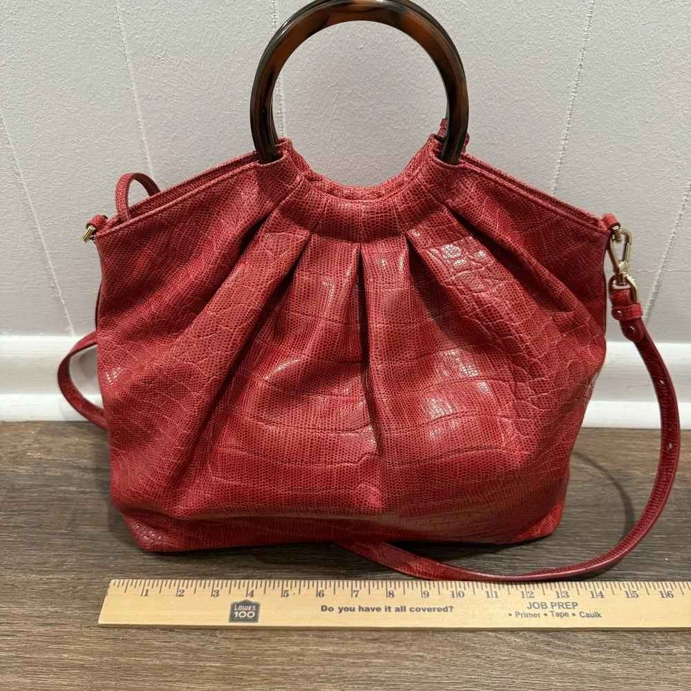 Brahmin Renate Tote Bag Red Dragon Haiku‎ Python Print Leather